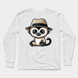 Stylish Gibbon with Hat Long Sleeve T-Shirt